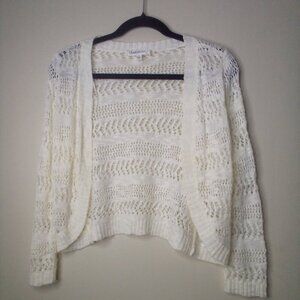 Cloud Chaser Cardigan Sweater Cropped Leightweight Open Long Sleeve White